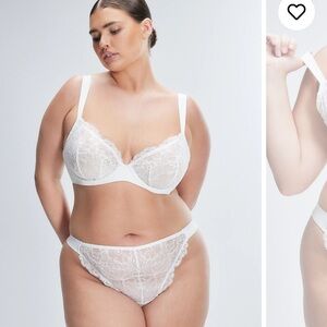 Savage X Fenty Bold Lace Thong in Hazy White